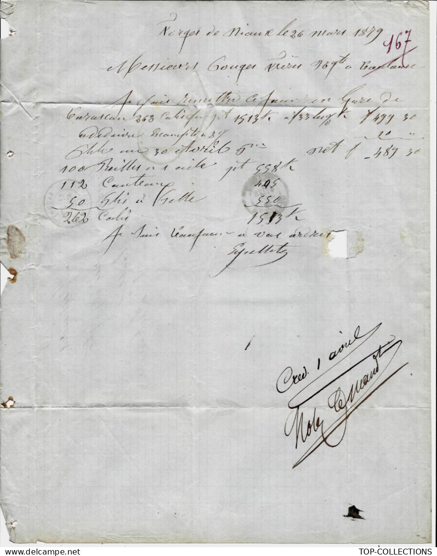 AGRICULTURE 1873 FORGES DE Niaux  à Niaux Ariège  Cachet  Saurat + Lettre « B » Pour Toulouse Pouges Frères Négociants - 1800 – 1899