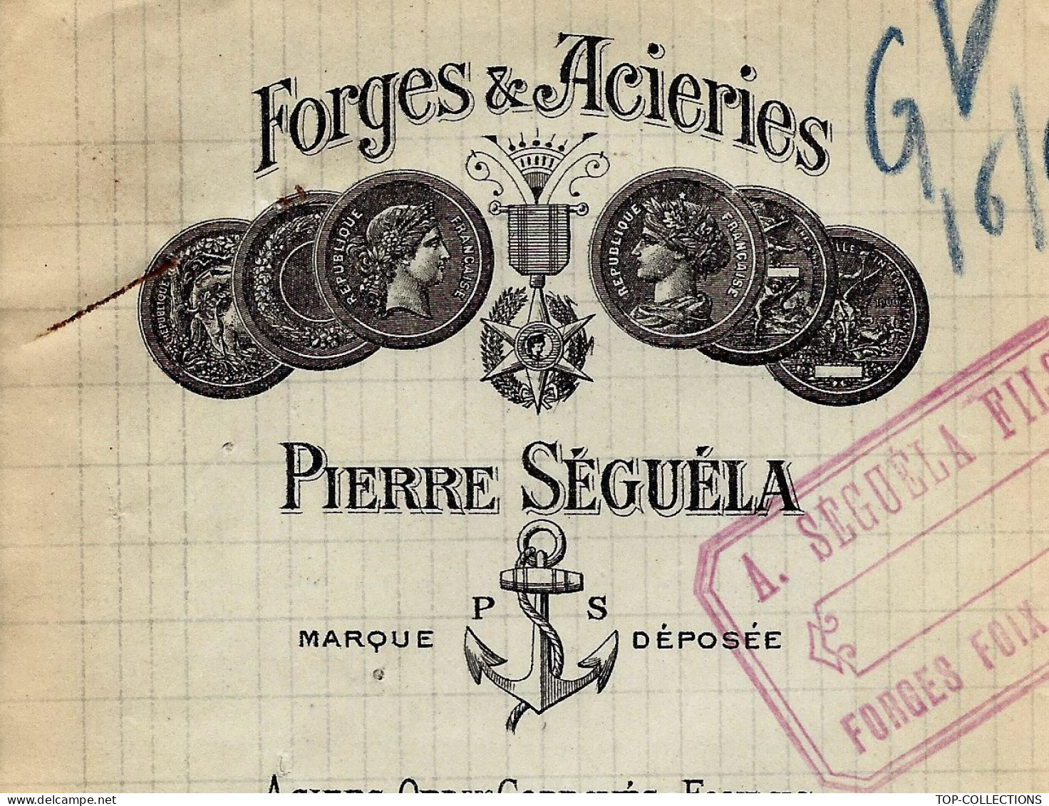 1919 ENTETE FORGES ET ACIERIES Pierre Séguéla  Fils Foix  Ariège Pour Chef De Gare De Chalon S Saone Saone Et Loire - 1800 – 1899