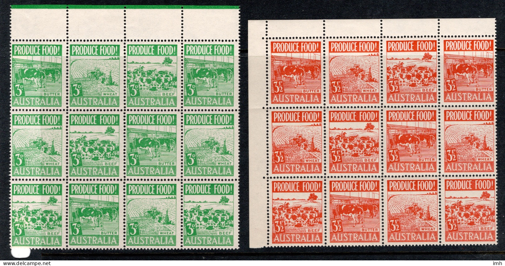 1953 Australia, SG 255-260 Produce Food, In Blocks Of Twelve Complete Set , Mint Unhinged MUH Cat £36 - Nuevos