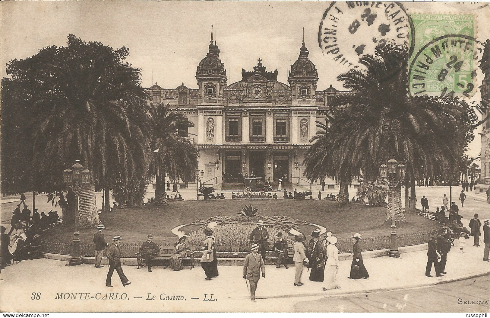 MONACO - PAIRED DAGUIN A4 CDSs "MONTE CARLO" ON FRANKED PC (VIEW OF MONTE CARLO) TO FRANCE - 1914 - Storia Postale