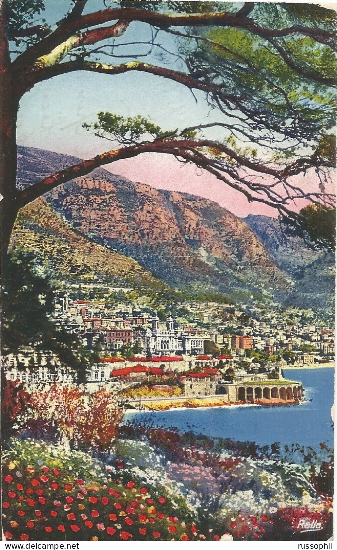 MONACO - 35 CENT. FRANKING (Yv #145 + #157) ON 5 WORD PC (VIEW OF MONACO) TO BELGIUM - 1938  - Covers & Documents