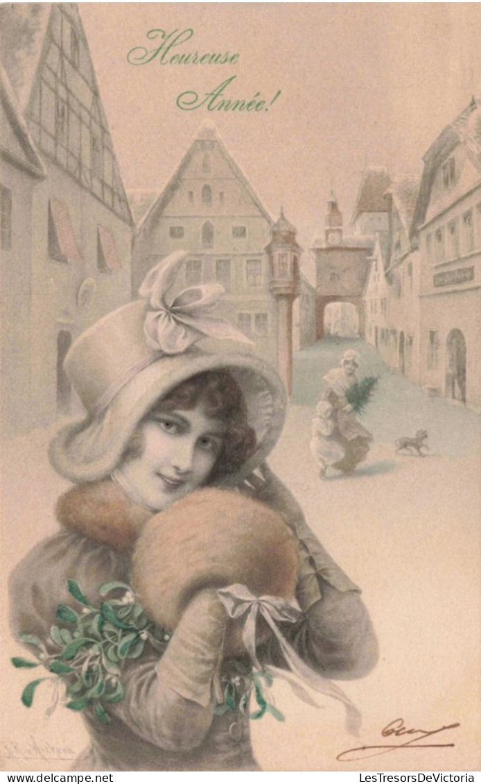 Illustrateur - Wichera - Jeune Femme En Hiver - Guy - Carte Postale Ancienne - Wichera