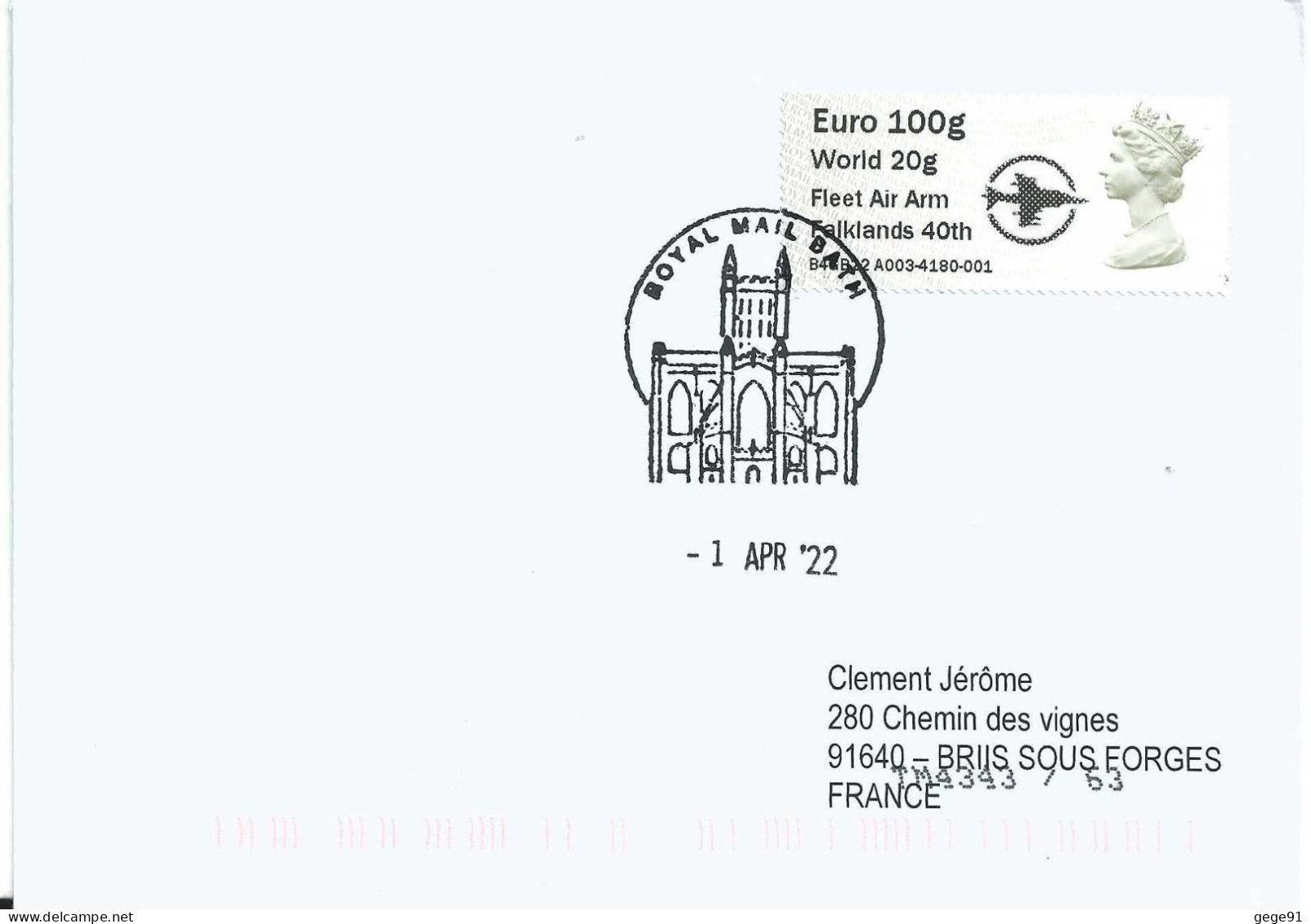 Vignette De Distributeur - ATM - IAR - Machin - QEII - 40 Ans De L'intervention Aux Falklands - Post & Go Stamps