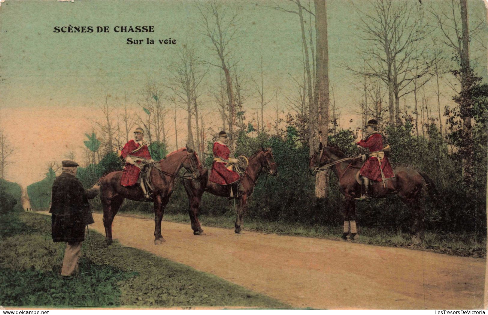 FANTAISIES - Hommes - Scènes De Chasse Sur La Voie - Colorisé -  Carte Postale Ancienne - Hombres