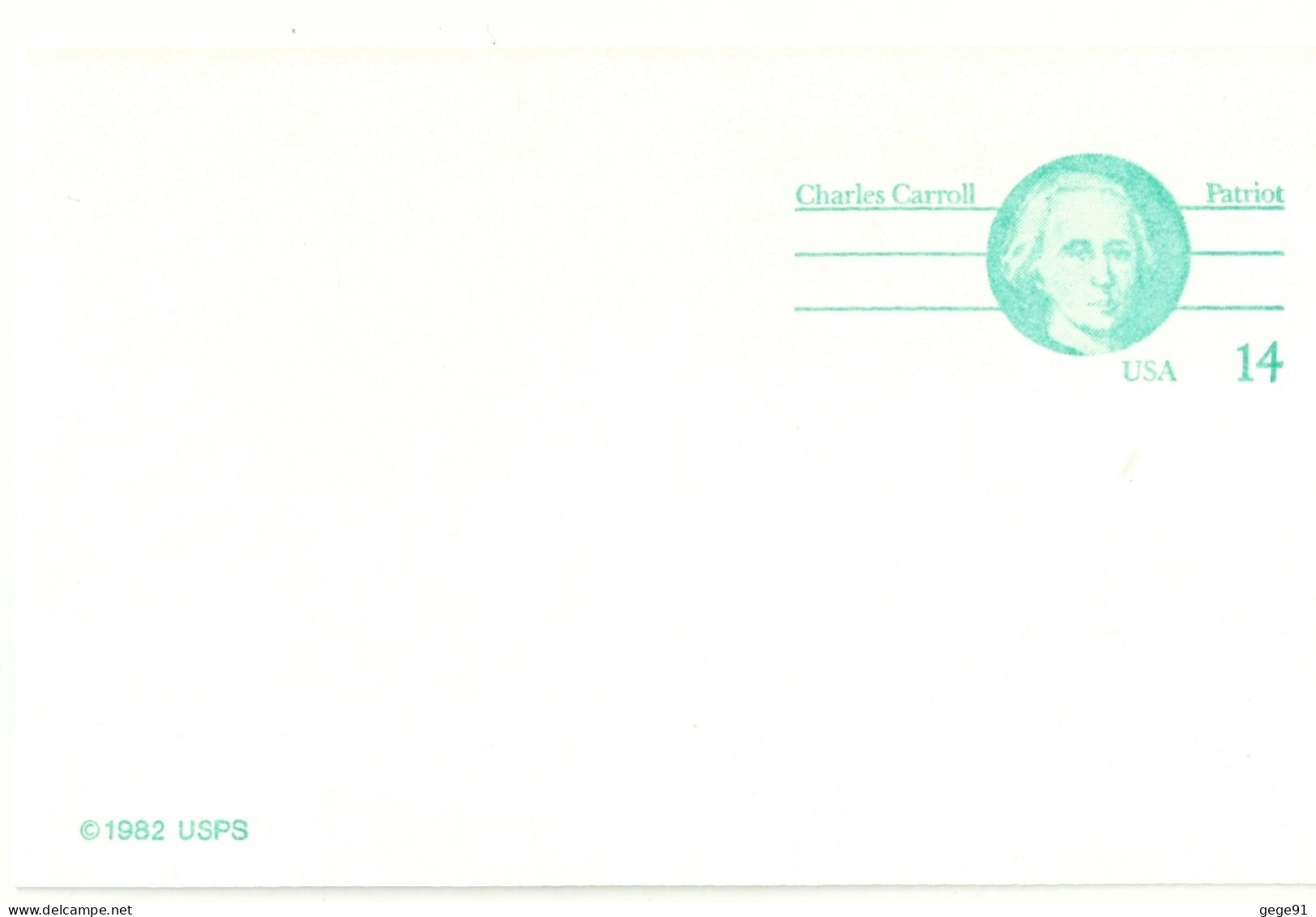 Entier Carte Postale - Charles Carroll - Signataire De L'indépendance Des Etats-Unis - 1981-00