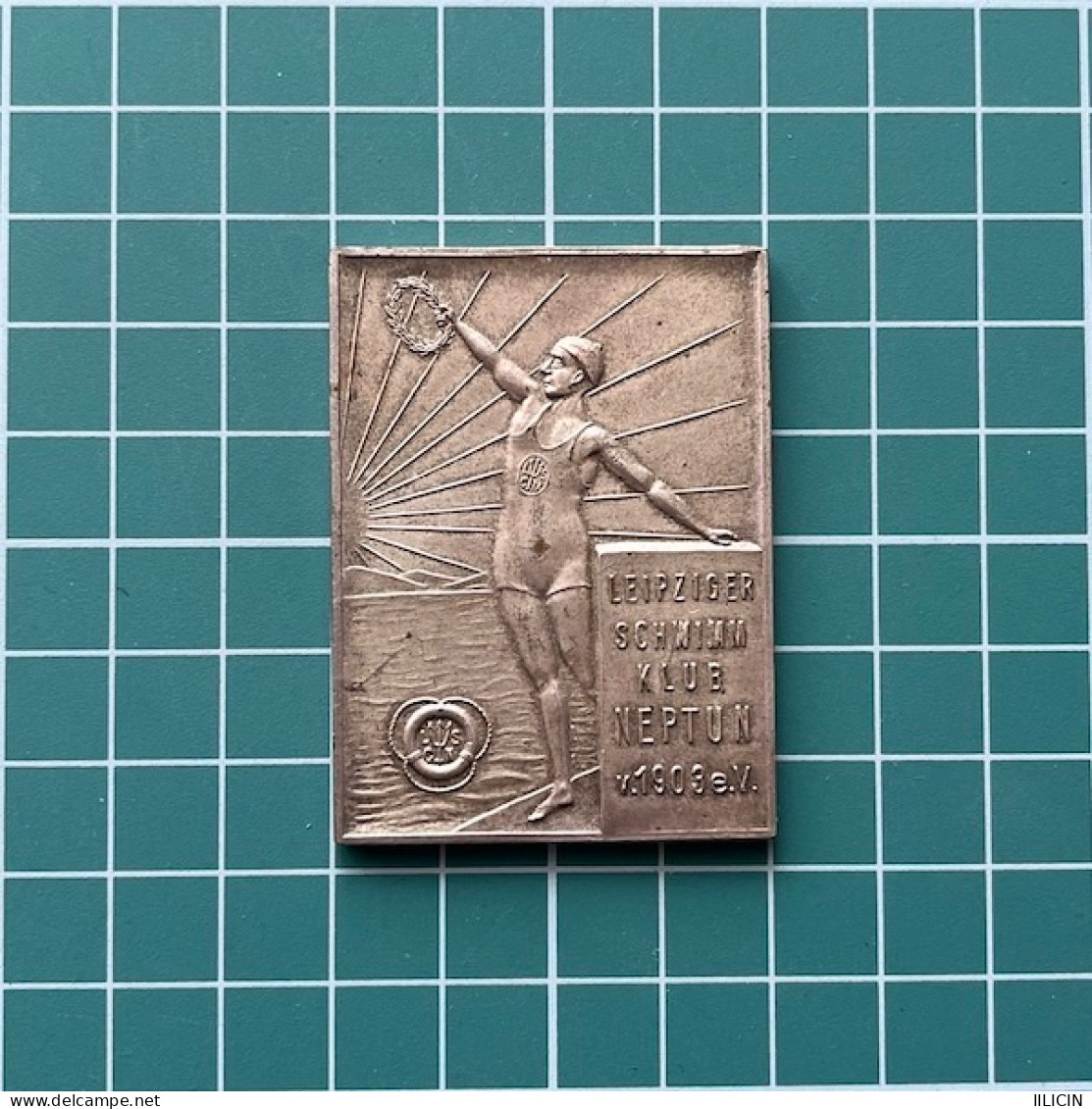 Medal Plaque Plakette PL000347 - Swimming Germany Leipziger Klub Neptun Kreisfest 1930 45g - Natación