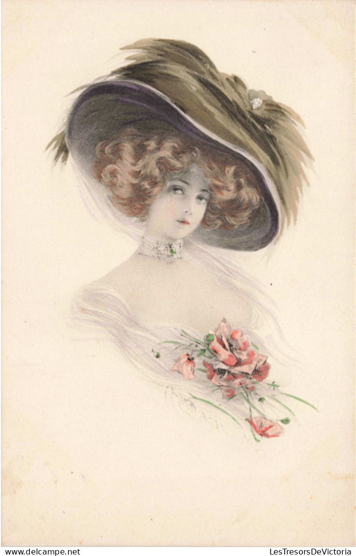 Illustrateur - Schilbach - Jeune Femme Au Grand Chapeau à Plumes - Carte Postale Ancienne - Schilbach