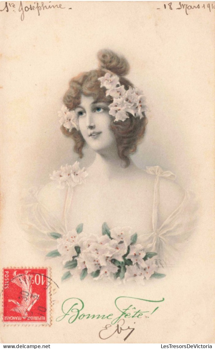 Illustrateur - Wichera - Bonne Fête - Portrait D'une Jeune Femme- Carte Postale Ancienne - Wichera