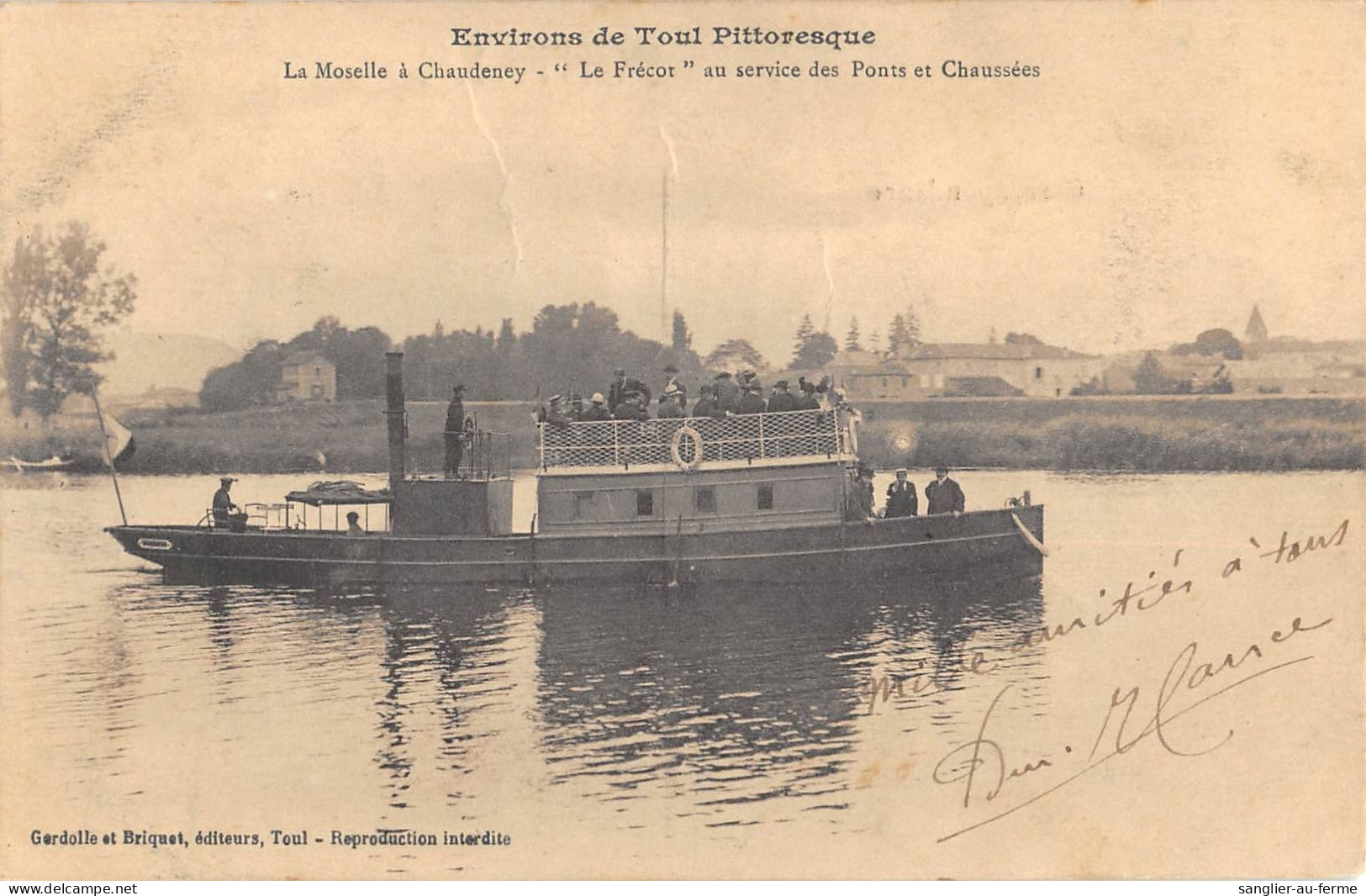 CPA 54 ENV.DE TOUL / LA MOSELLE A CHAUDENEY / LE FRECOT AU SERVICE DES PONTS ET CHAUSSEES - Autres & Non Classés