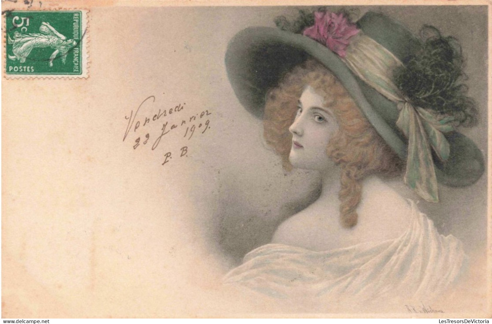 Illustrateur - Wichera - Jeune Femme Au Chapeau - Melle Paule Gaubert - Ecole De La Daurade  -  Carte Postale Ancienne - Wichera