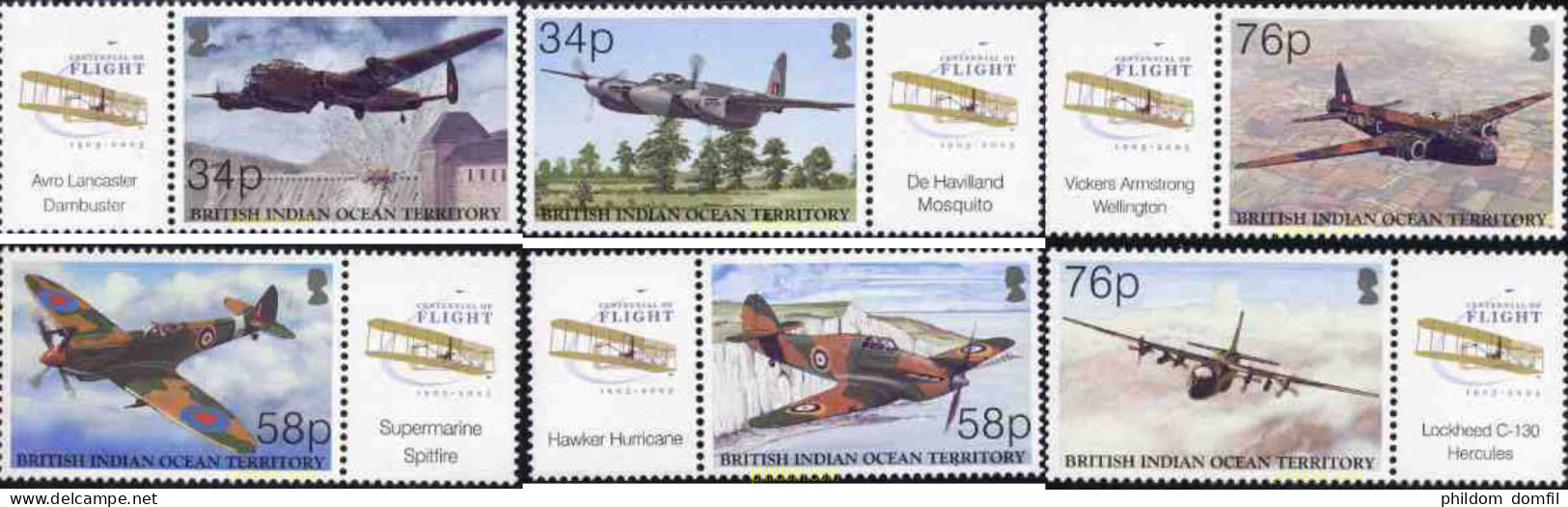 132305 MNH OCEANO INDICO BRITANICO 2003 CENTENARIO DE LA AVIACION - Britisches Territorium Im Indischen Ozean