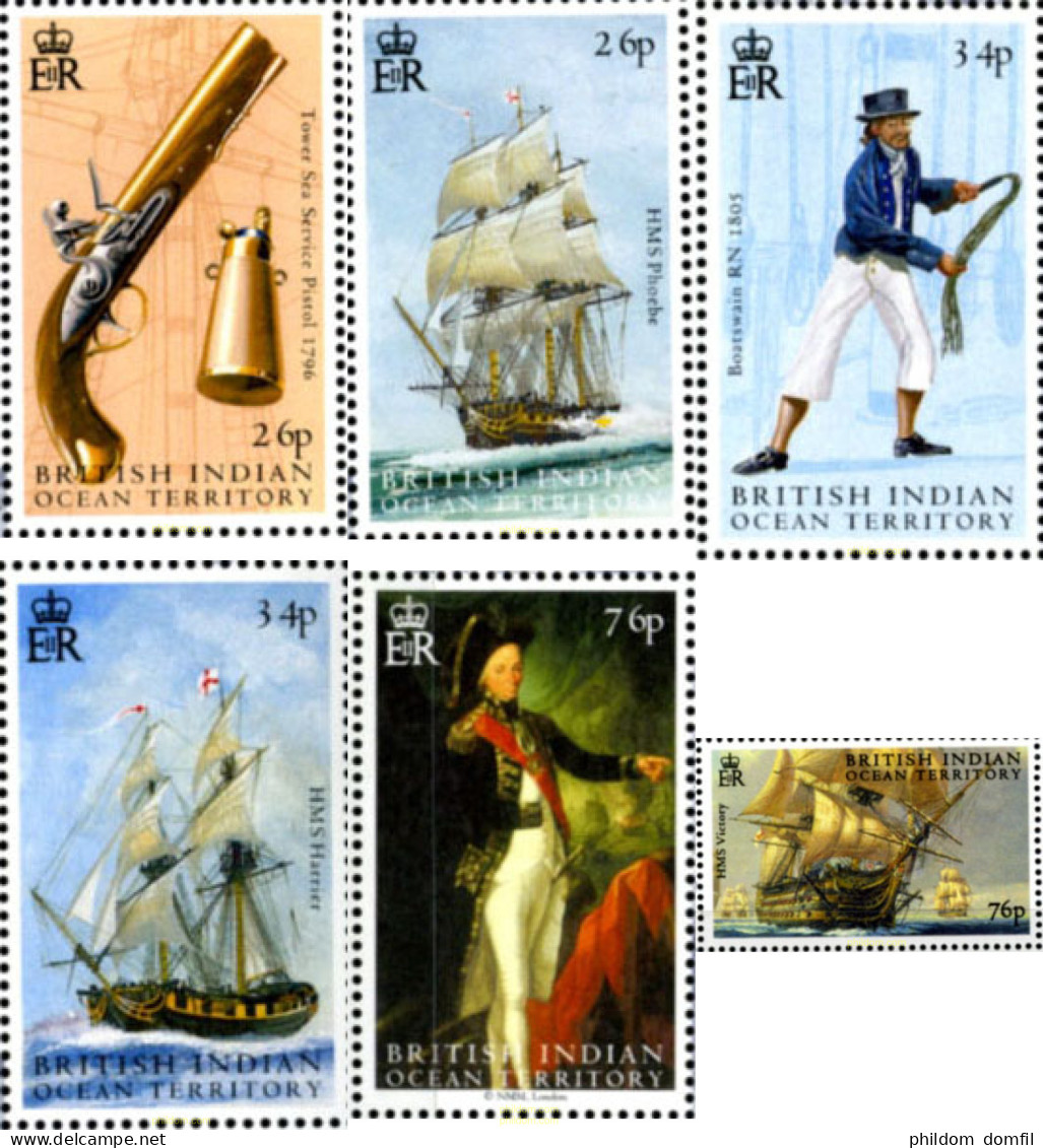 180221 MNH OCEANO INDICO BRITANICO 2005 200 ANIVERSARIO DE LA BATALLA DE TRAFALGAR - British Indian Ocean Territory (BIOT)