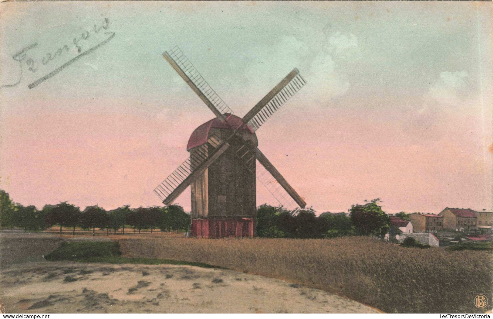BATIMENT & ARCHITECTURE - Moulin - Campagne -  Colorisé - Carte Postale Ancienne - Moulins à Vent