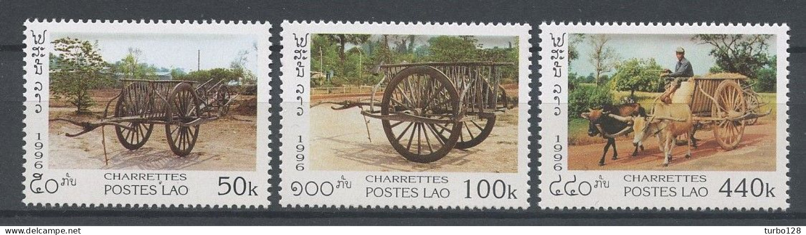 LAOS 1996 N° 1230/1232 ** Neufs MNH  Superbes C 4 € Charrette Typique Animaux Buffles Transports Faune - Laos