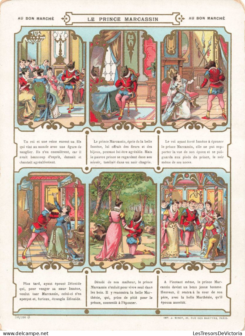 Publicité - Fiche Illustrée - Au Bon Marché - BD Le Prince Marcassin - Dim. 13/17 Cm  -   Carte Postale Ancienne - Altri & Non Classificati