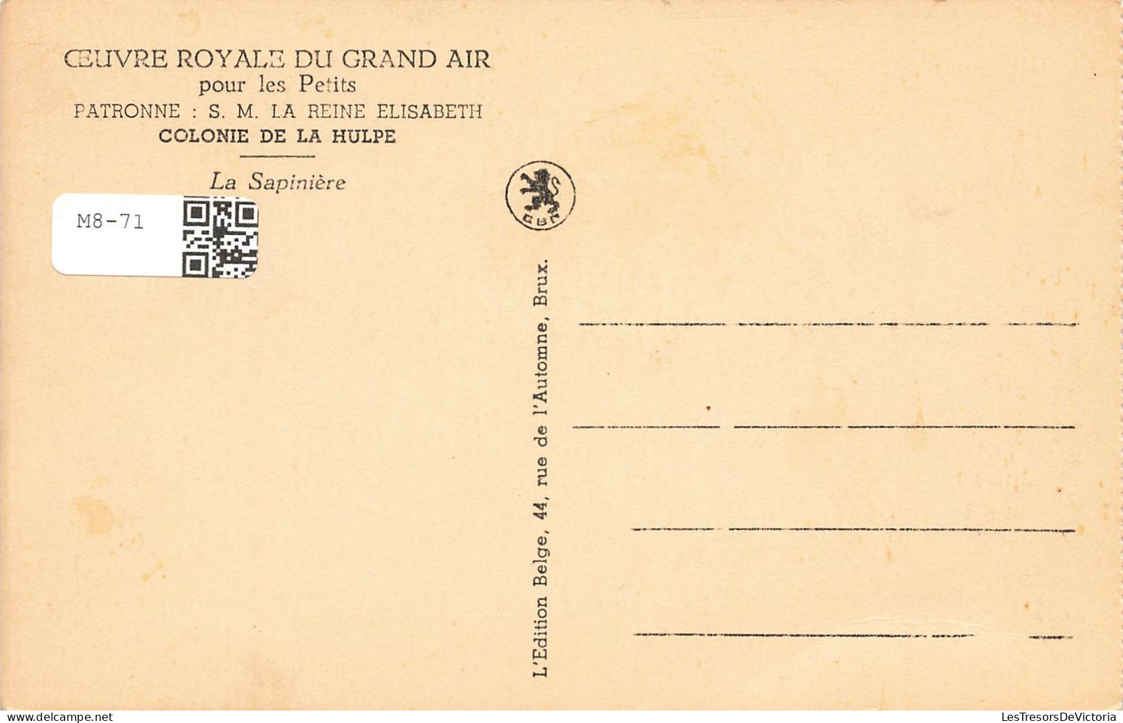 ENFANTS - Oeuvre Royale Du Grand Air Pour Les Petits - Patronne SM La Reine Elisabeth - Carte Postale Ancienne - Grupo De Niños Y Familias