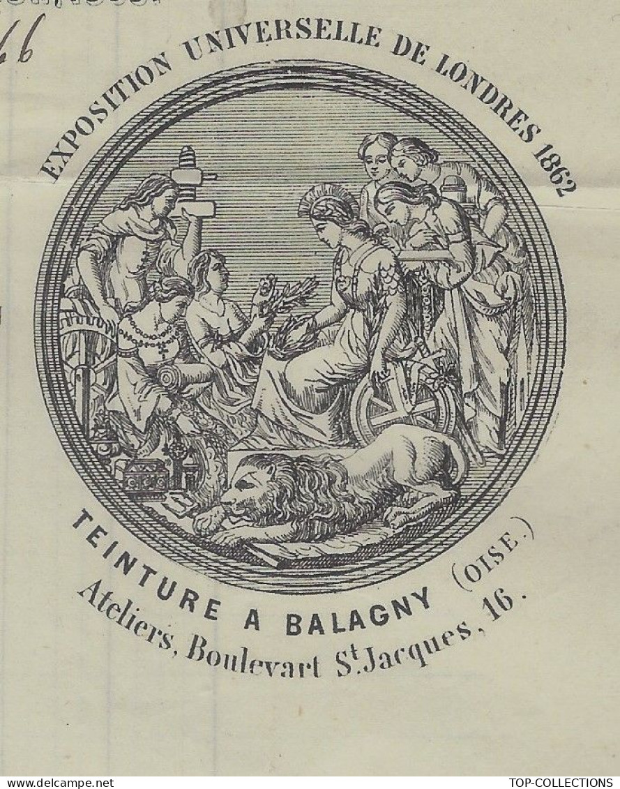 1864 ENTETE Poiret Frères & Neveu Laines Cotons « Au Bon Pasteur » Paris St Epin (Nord) Baligny (Oise) Et Saleux (Somme) - 1800 – 1899