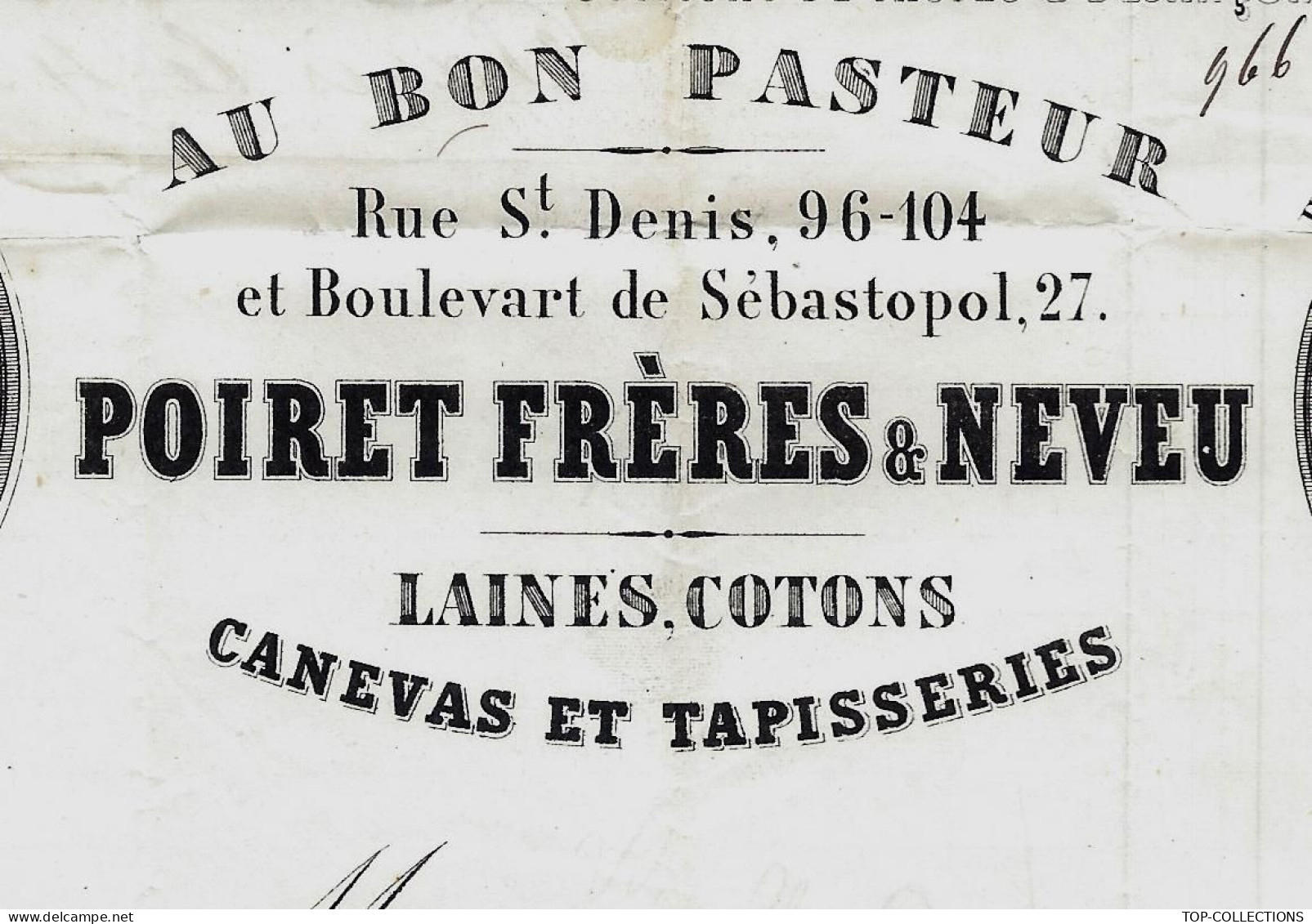 1864 ENTETE Poiret Frères & Neveu Laines Cotons « Au Bon Pasteur » Paris St Epin (Nord) Baligny (Oise) Et Saleux (Somme) - 1800 – 1899