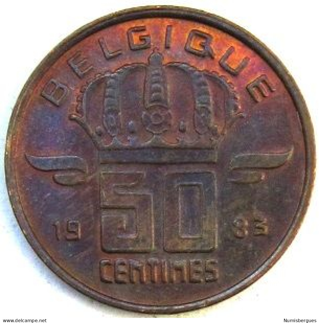 Pièce De Monnaie 50 Centimes  1983 Version Belgique - 50 Cents