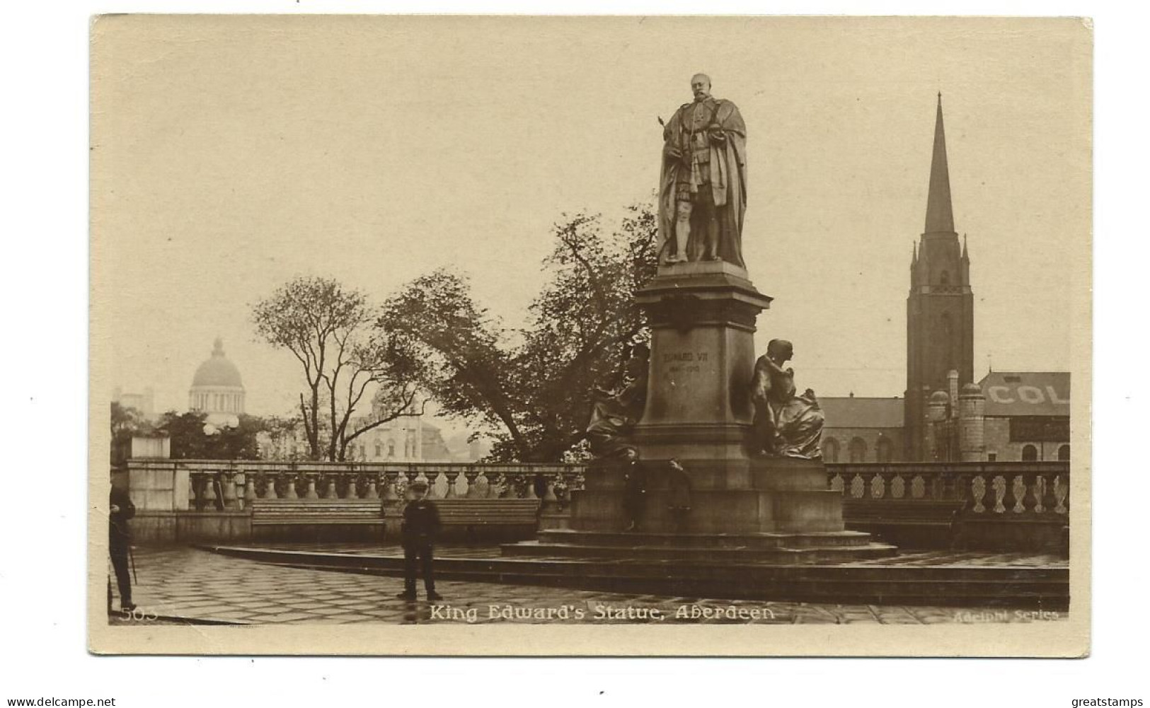 Scotland Postcard King Edward's Statue Aberdeen Rp Animated Creased Corner - Aberdeenshire