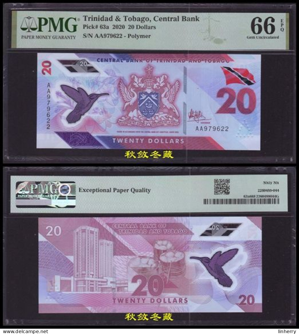 Trinidad And Tobago 20 Dollars, (2020), Polymer,AA Prefix, PMG66 - Trinidad En Tobago