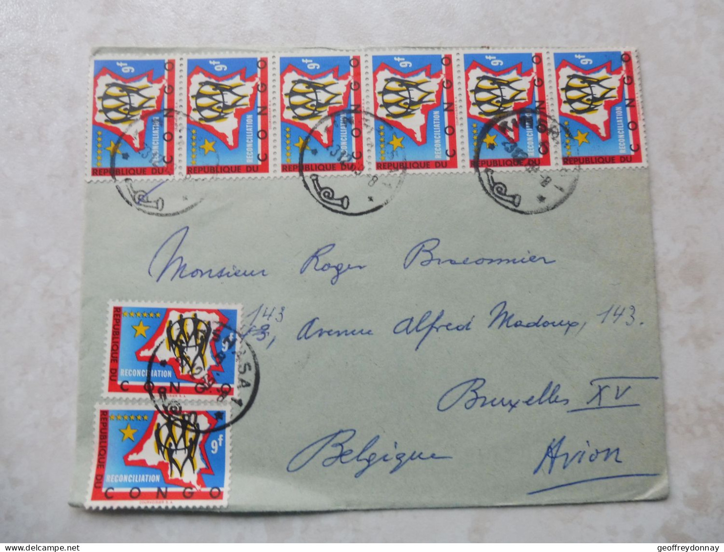 Brief Lettre Congo 1963 Oblitération Kinshasa  Bruxelles Pour La Belgique  Perfect Parfait - Covers & Documents