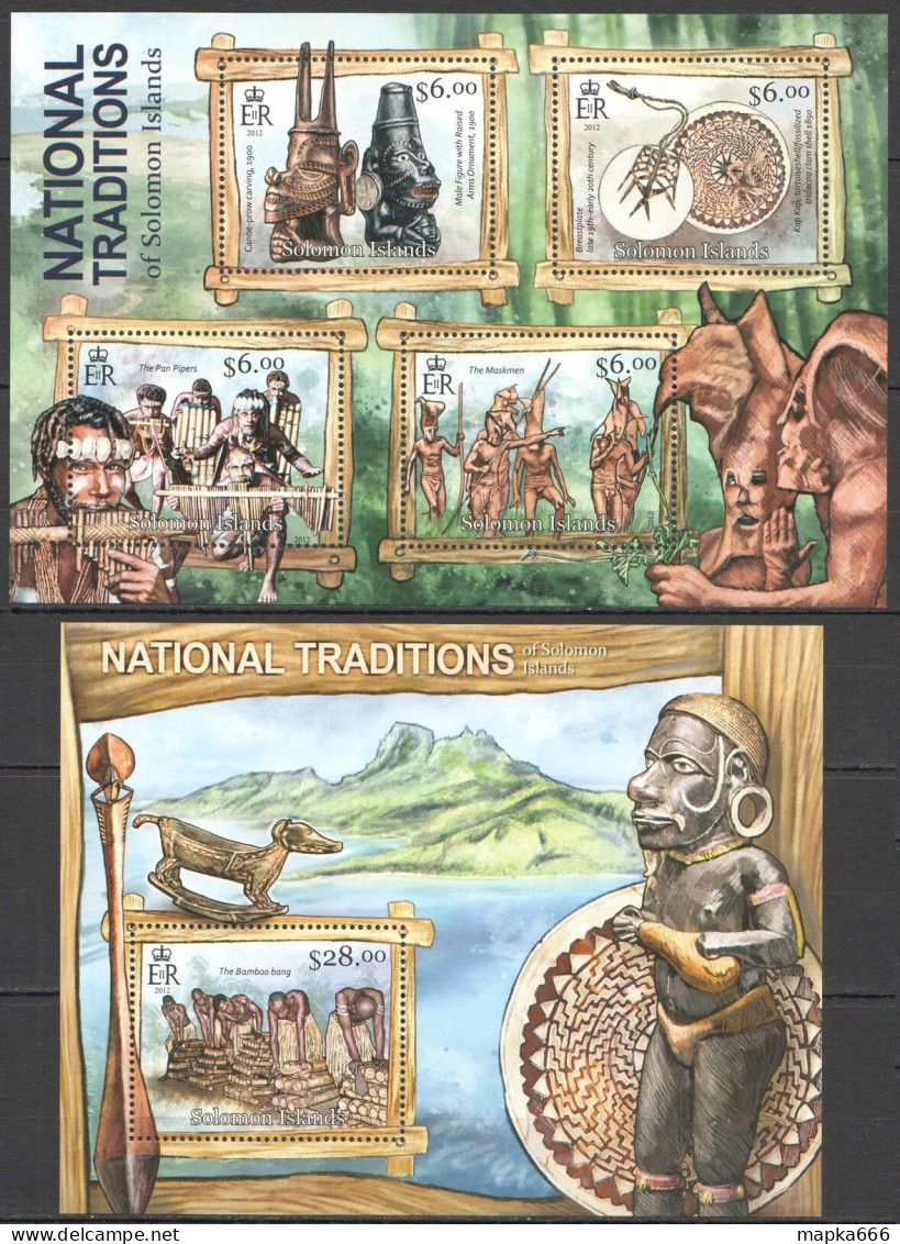 Ls030 2012 Solomon Islands National Traditions #1636-39+Bl121 Mnh - Autres & Non Classés