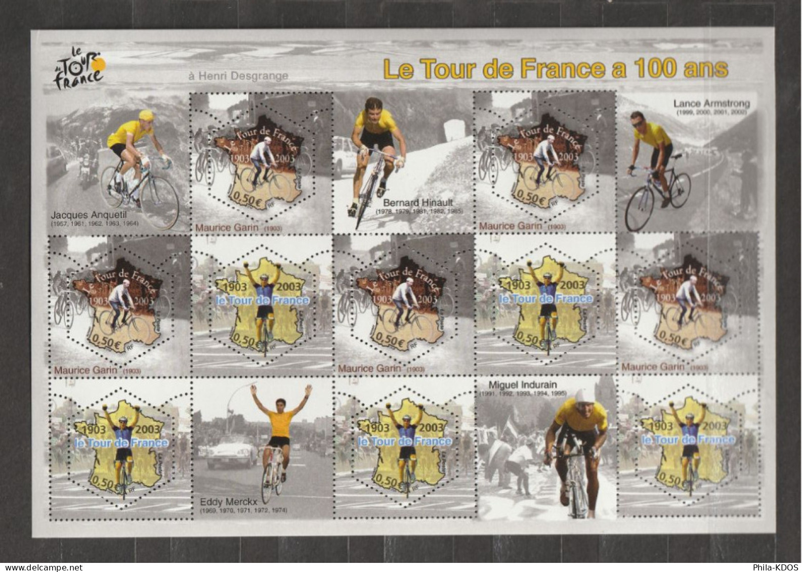 (Sous La Faciale 5 €) " 100 ANS DU TOUR DE FRANCE " Sur BF De 2003. N° YT BF 59. Parfait état. A SAISIR ! - Cycling