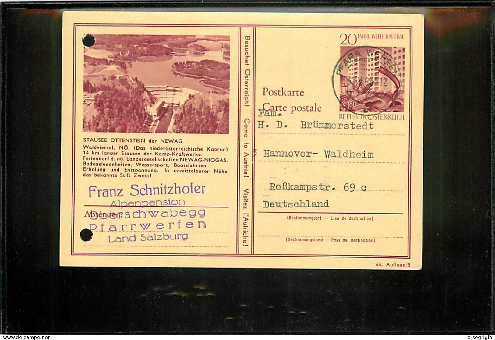 AUSTRIA OSTERREICH  -  NEWAG - Cartolina Intero Postale - DIGA - STAUSEE OTTENSTEIN - Agua