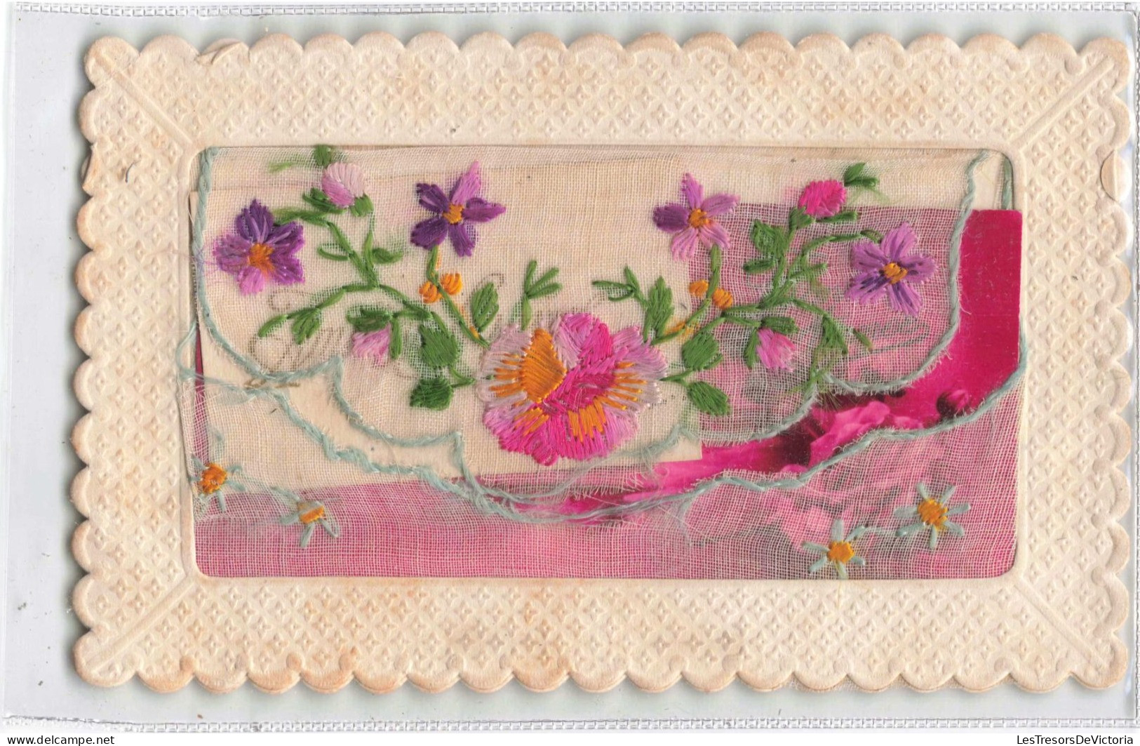 FANTAISIES  - Brodées - Fleurs - Colorisé - Carte Postale Ancienne - Embroidered