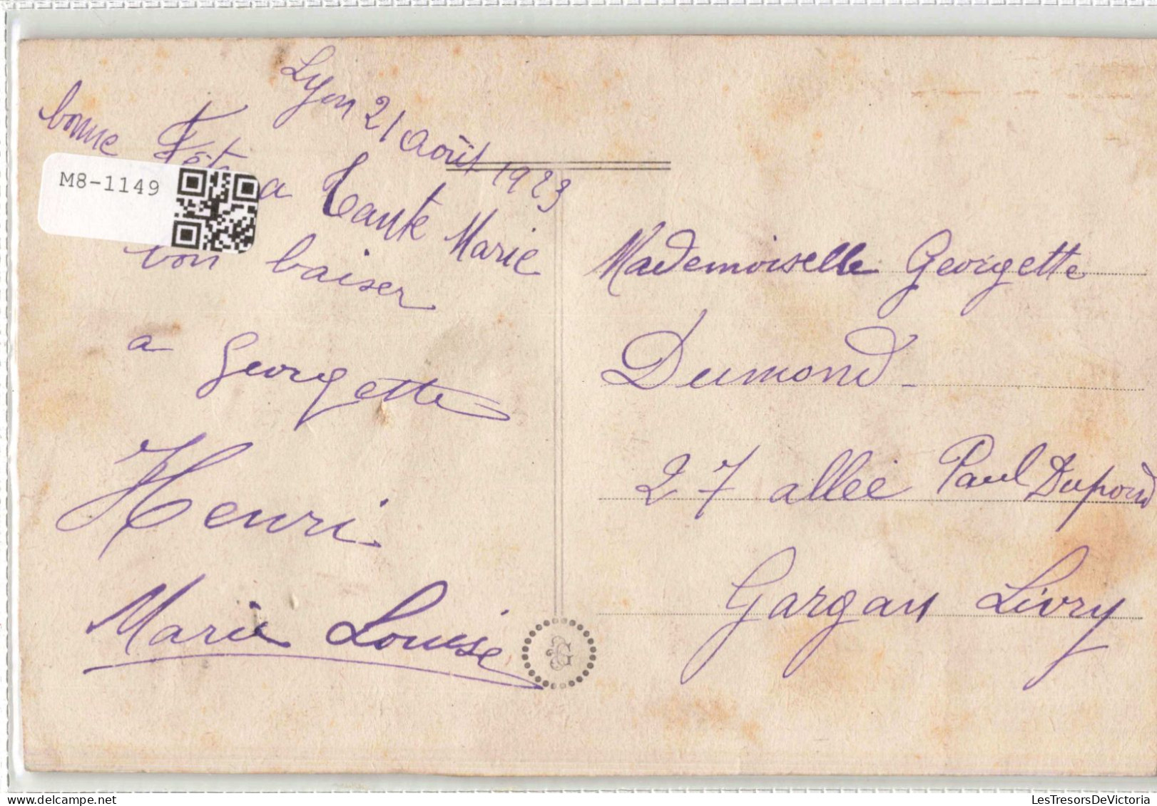 FANTAISIES  - Brodée - Ma Pensée T'accompagne - Colorisé - Carte Postale Ancienne - Brodées