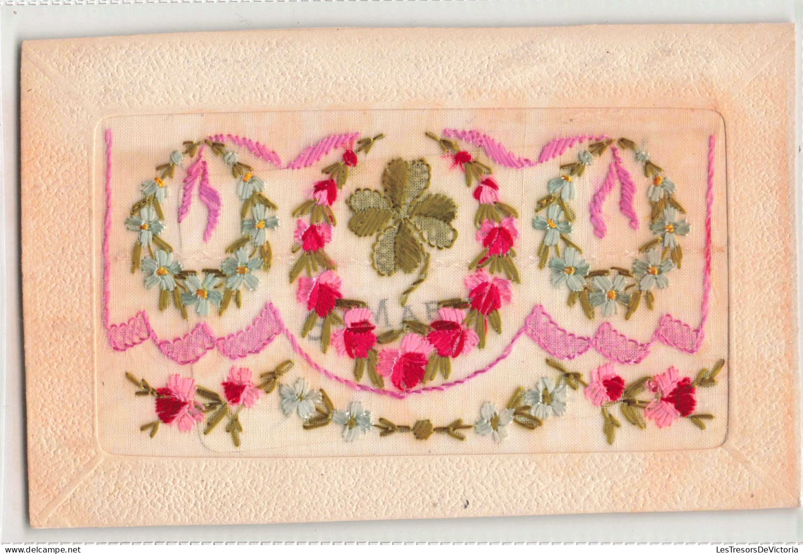 FANTAISIES  - Brodée - Forget Me Not  - Colorisé - Carte Postale Ancienne - Embroidered