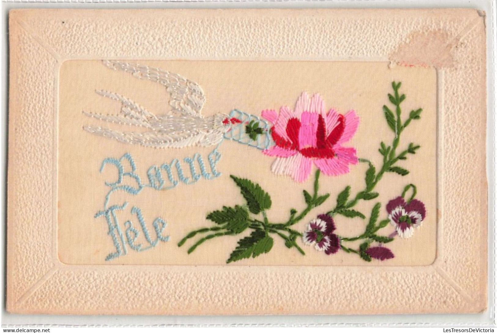 FANTAISIES - Bonne Fête - Brodée - Colorisé - Carte Postale Ancienne - Embroidered