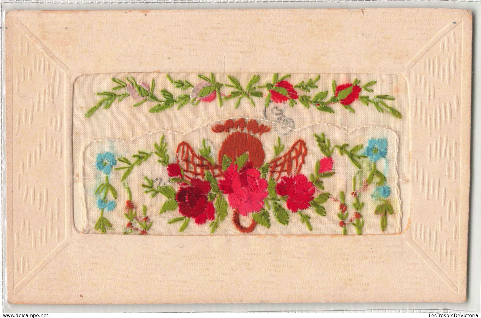 FANTAISIES - Fleurs - Brodée - Colorisé - Carte Postale Ancienne - Brodées