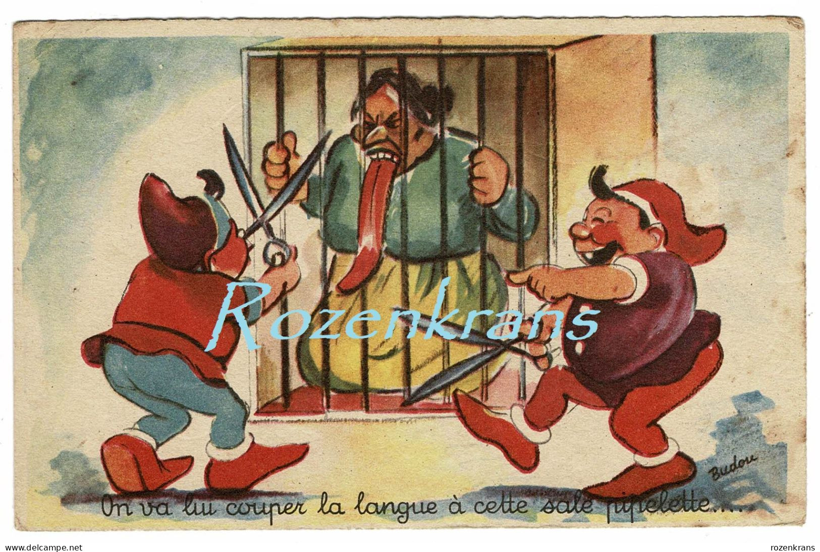 Illustrateur Humor Humour Gauloiserie Misogynous Misogynie Misogyny Frauenfeindlichkeit Couper La Langue Kabouter Dwarf - Contemporain (à Partir De 1950)