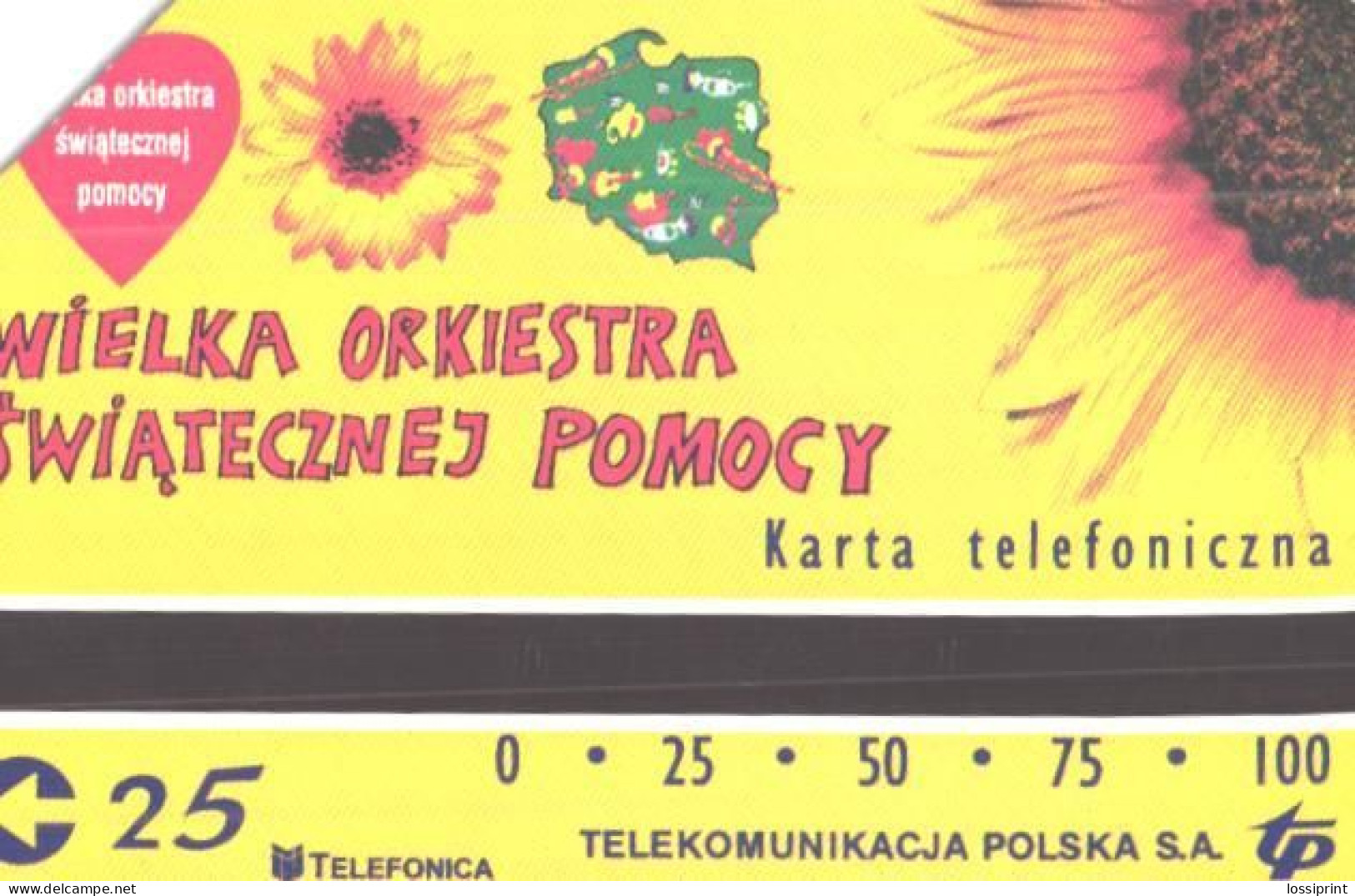 Poland:Used Phonecard, Telekomunikacja Polska S.A., 100 Units, Sunflower - Flores