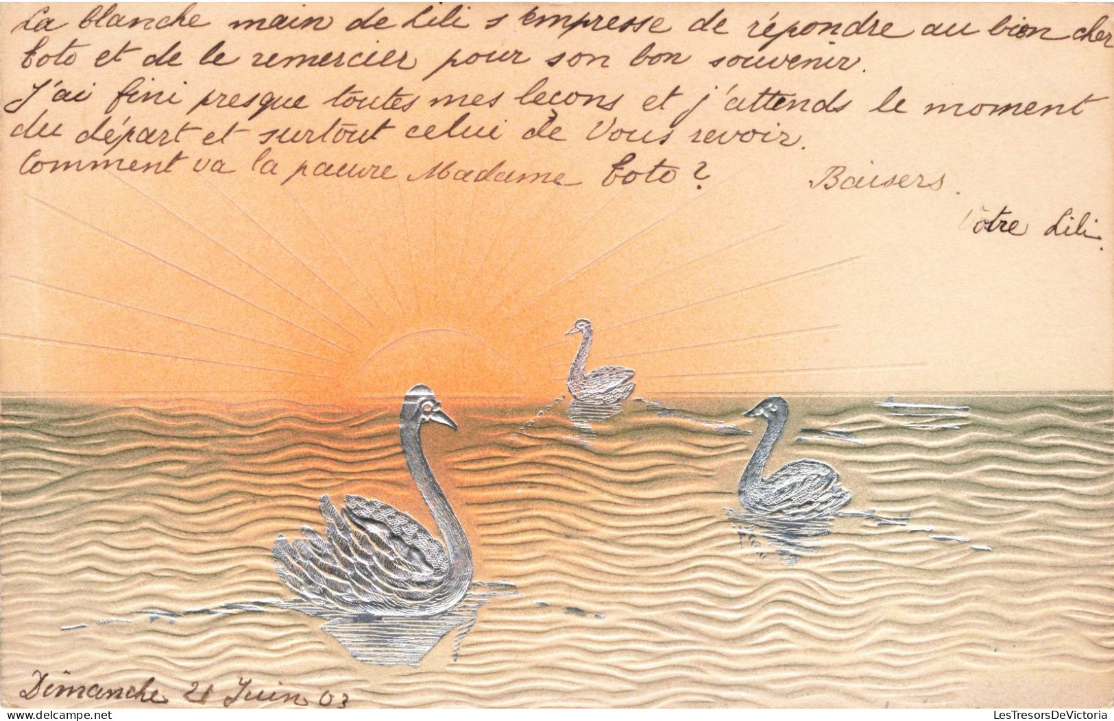 ARTS - Des Cygnes Sur Un Las - Reliefs - Carte Postale Ancienne - Baby's