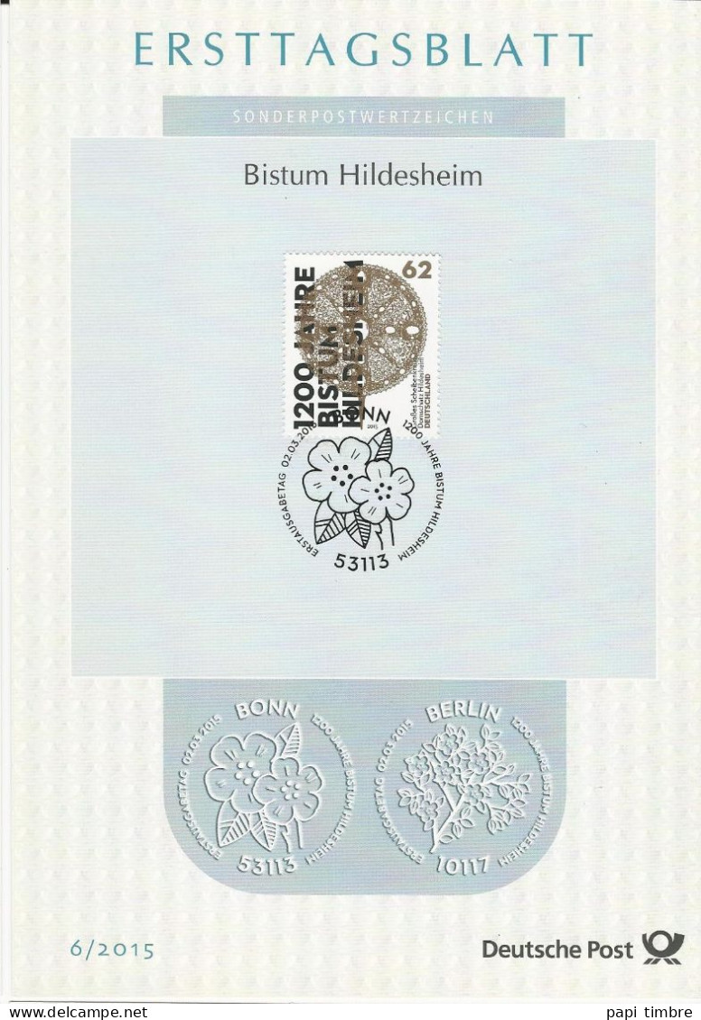 Allemagne - 2015 - 1200è Anniversaire Du Diocèse De Hildesheim - N° 2947 Oblitérés - 2011-…