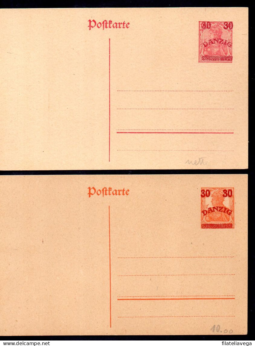 2 Tarjetas Postales De Danzig - Postwaardestukken