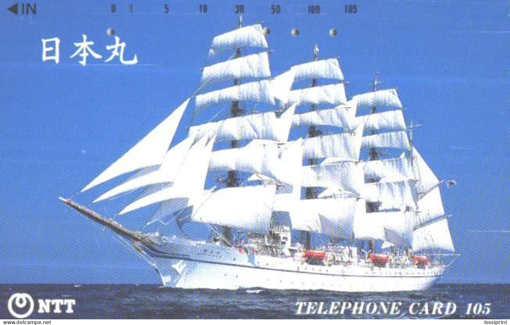 Japan:Used Phonecard, NTT, 105 Units, Large Sailing Ship - Bateaux