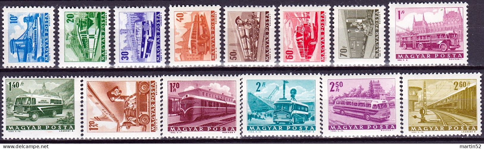 MAGYAR Hongrie Hungary Ungarn 1963: Locomotive Rail Bus Omnibus Ship Plane Michel-N° 1924-1937 ** MNH (Michel 5.00 Euro) - Busses