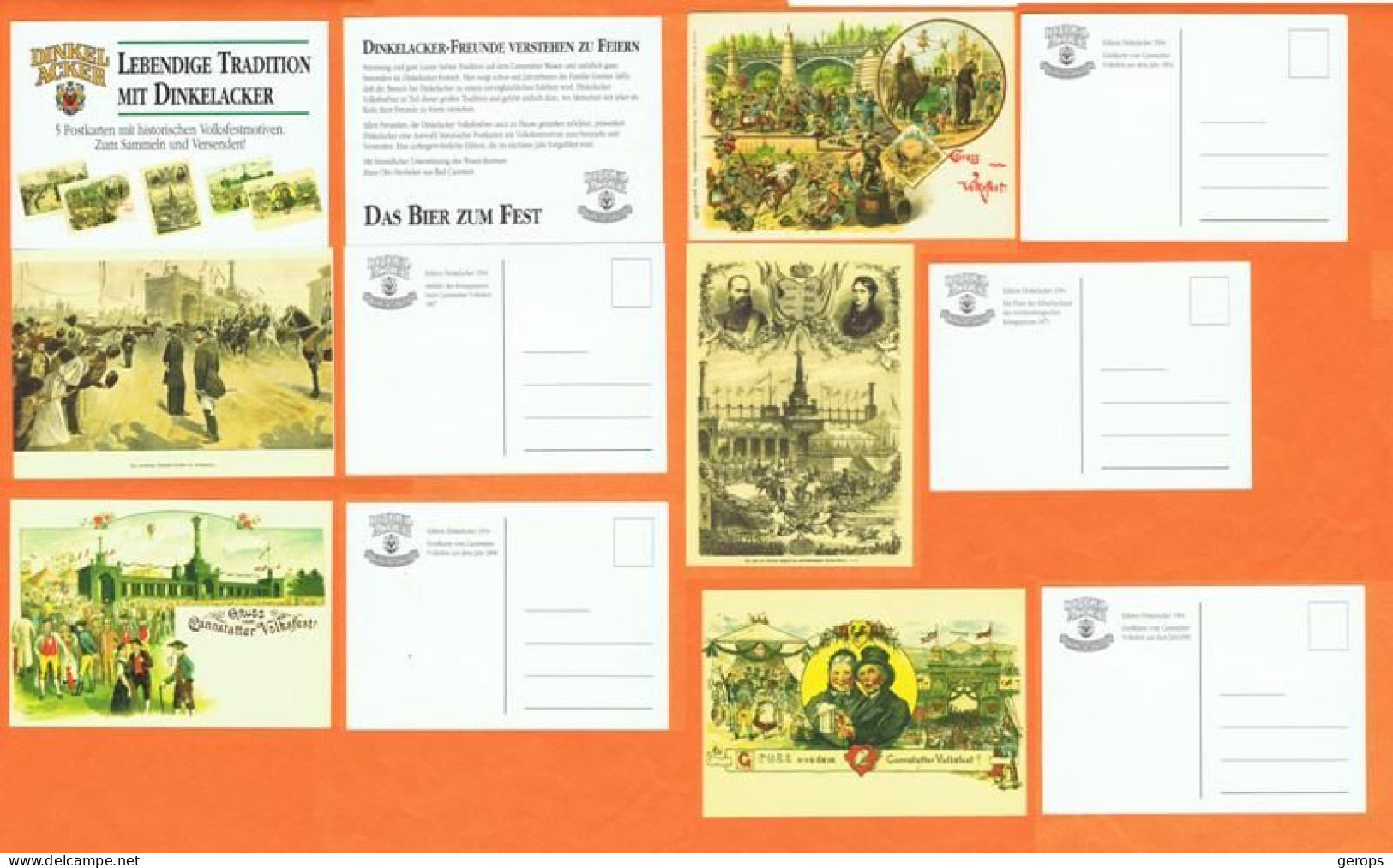 1 Dinkel Acker Lebendige Tradition Mit Dinkelacker 6 Stuks Voll. Serie Comp. 5 Postkaarten + 1 Reclame Kaart - Manifesti