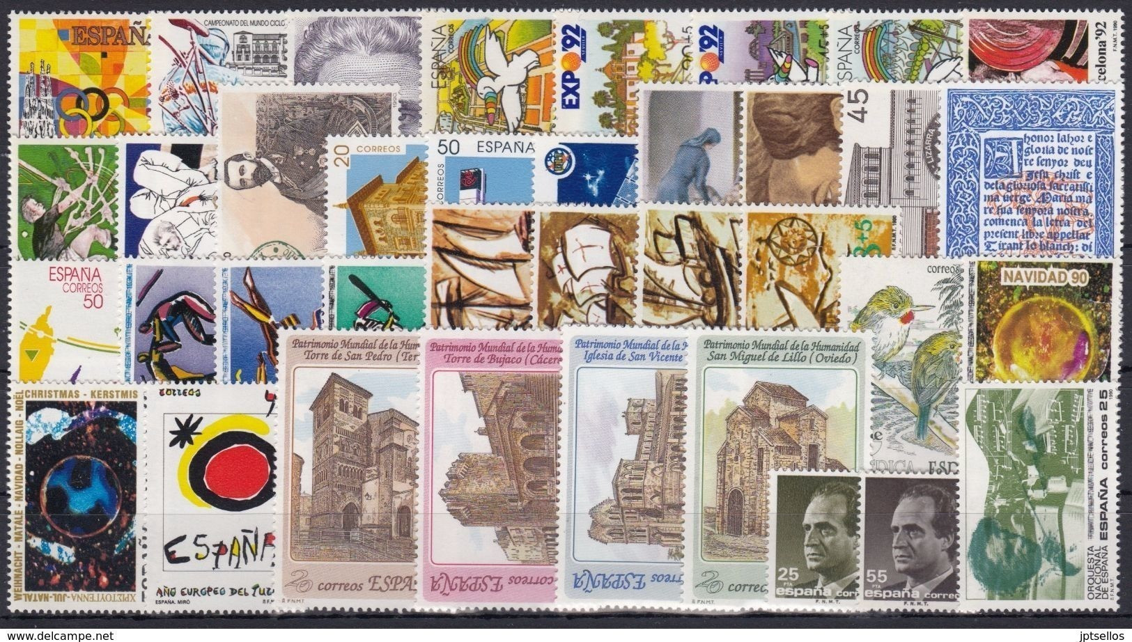 ESPAÑA 1990 Nº 3047/3098 AÑO COMPLETO NUEVO, MNH **,43 SELLOS,3 HB,1 CARNET - Años Completos