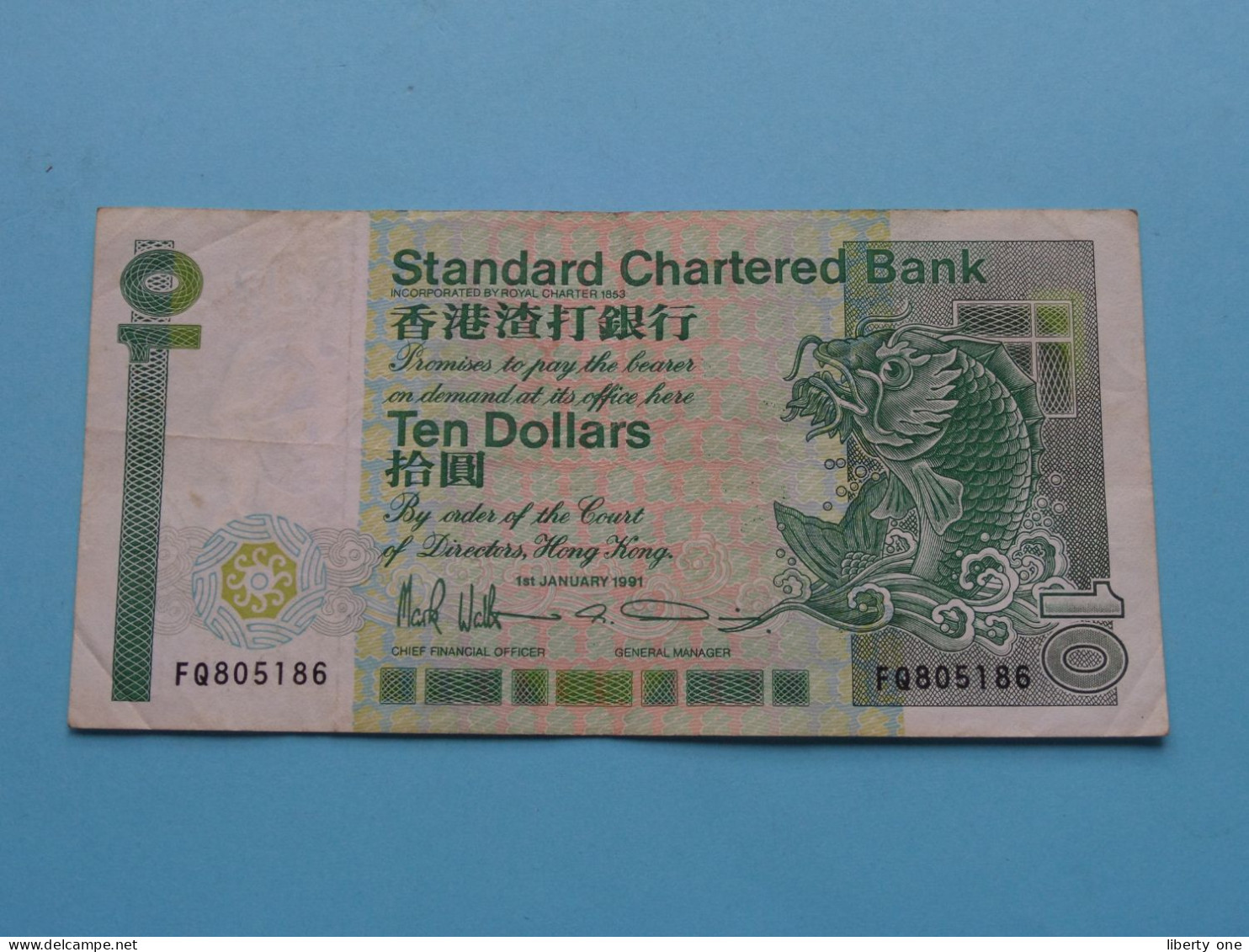 10 Hong Kong DOLLARS ( 1991 ) HONG KONG ( See Scans ) Circulated ! - Hongkong