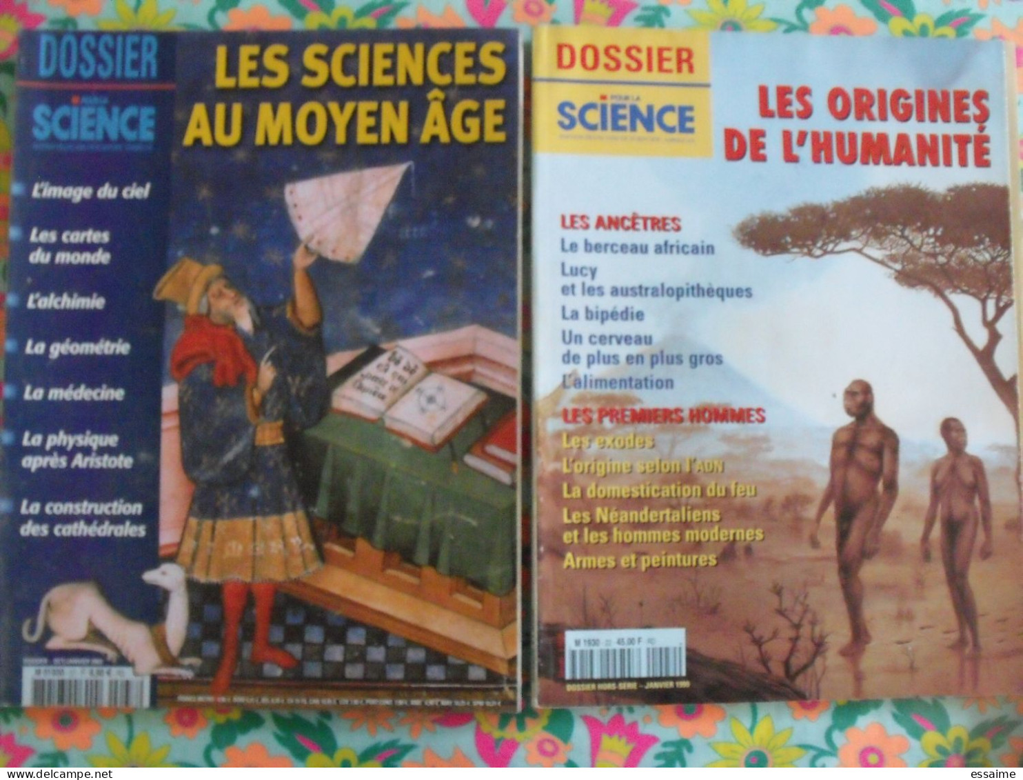 Lot De 3 Revues Dossier Pour La Science 1999-2003. Cités Antiques, Origines De L'humanité, Sciences Au Moyen Age - Ciencia