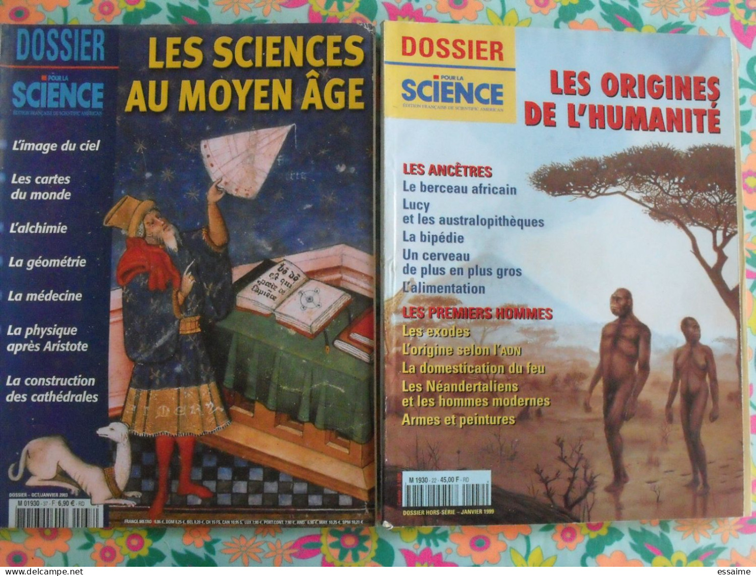 Lot De 3 Revues Dossier Pour La Science 1999-2001. Cités Antiques, Origines De L'humanité, Rois Des Mers Au Jurassique - Science