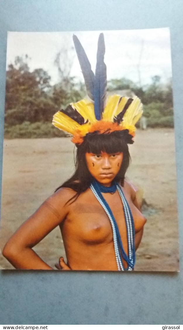 CPSM  JEUNE INDIENNE CEREMONIE YAMARICUMA PARC XINGU AMERIQUE BRASIL BRESIL NATIVO AMAZONIE NU ETHNIQUE ET CULTURE - America