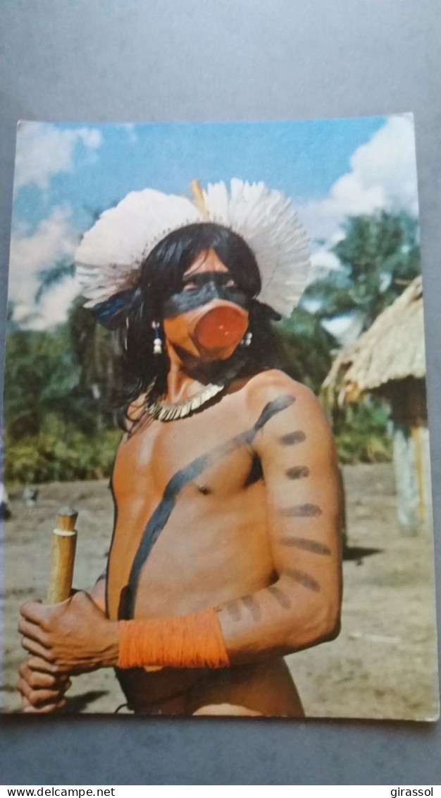 CPSM  INDIEN TXUCAHAMEI PARC RESERVE XINGU AMERIQUE BRASIL BRESIL NATIVO AMAZONIE TORSE NU ETHNIQUE ET CULTURE - Amerika