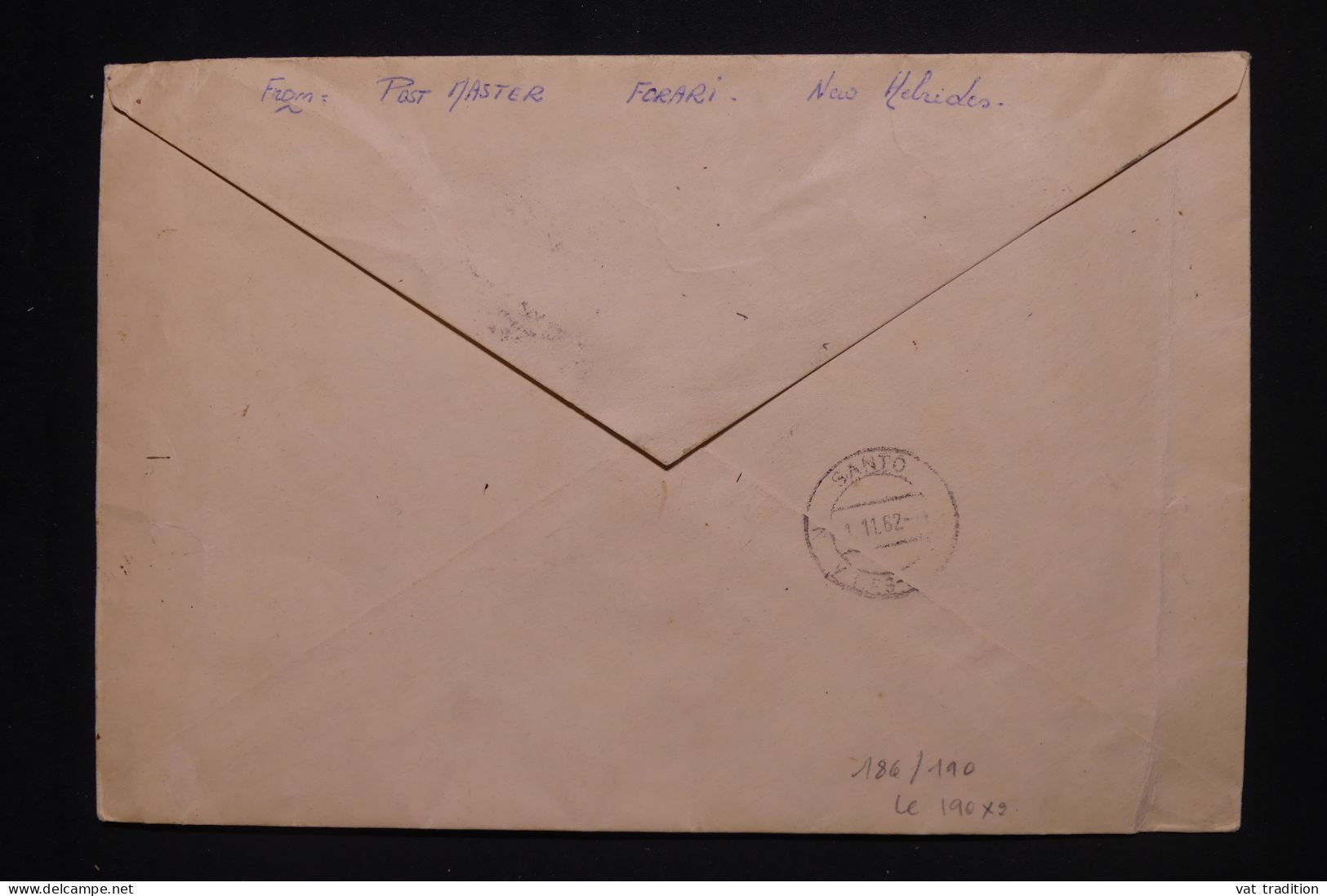 NOUVELLES HEBRIDES - Enveloppe De L'Inauguration Du  Service Postal à Forari En 1962 Pour Santo - L 147132 - Cartas & Documentos