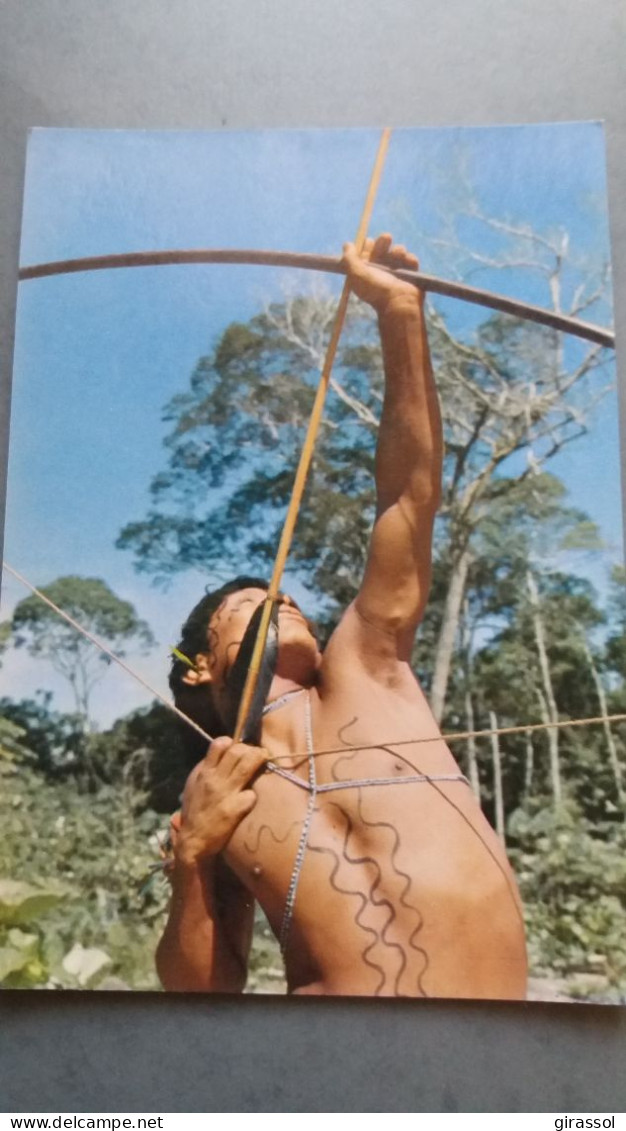 CPSM  INDIEN UAIKA TRIBU MOKARINXINOBETERI ARC FLECHE AMERIQUE BRASIL BRESIL NATIVO AMAZONIE TORSE NU ETHNIQUE CULTURE - America